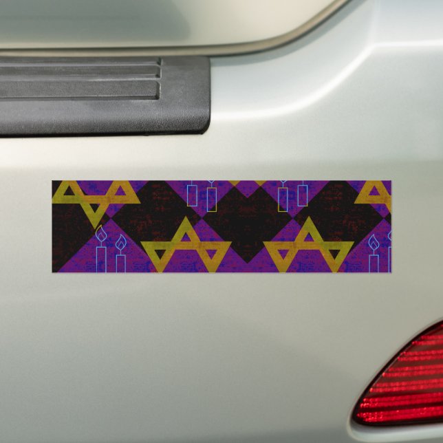 SlipperyJoe's Happy Hanukkah Star of David menorah Bumper Sticker (On Car)