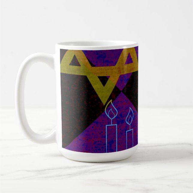 SlipperyJoe's Happy Hanukkah Star of David menorah Coffee Mug (Left)