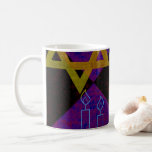 SlipperyJoe's Happy Hanukkah Star of David menorah Coffee Mug<br><div class="desc">SlipperyJoe's Happy Hanukkah Star of David menorah Dreidel artistic Celebration Candles Jewish Hebrew Chanukah gifts decorations Judaism religion culture religious practices traditions geometric symbolic design depth contrast order symmetry</div>
