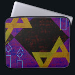 SlipperyJoe's Happy Hanukkah Star of David menorah Laptop Sleeve<br><div class="desc">SlipperyJoe's Happy Hanukkah Star of David menorah Dreidel artistic Celebration Candles Jewish Hebrew Chanukah gifts decorations Judaism religion culture religious practices traditions geometric symbolic design depth contrast order symmetry</div>