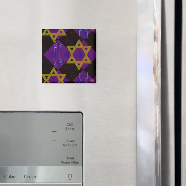 SlipperyJoe's Happy Hanukkah Star of David menorah Magnet (In Situ (Fridge))