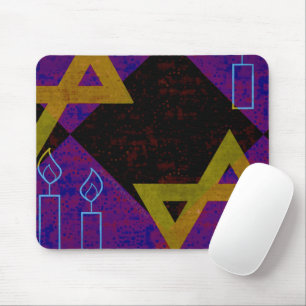 SlipperyJoe's Happy Hanukkah Star of David menorah Mouse Pad