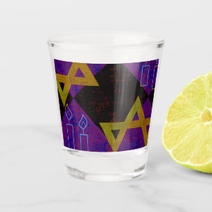 SlipperyJoe's Happy Hanukkah Star of David menorah Shot Glass