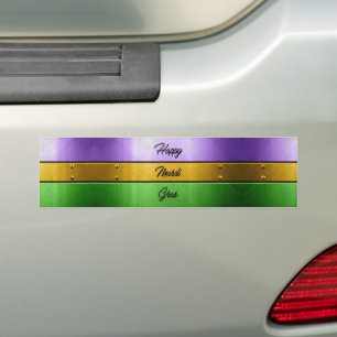 SlipperyJoe's Happy Mardi Gras purple gold green b Bumper Sticker
