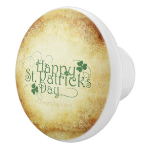 SlipperyJoe's Happy St. Patrick's Day holiday Iris Ceramic Knob