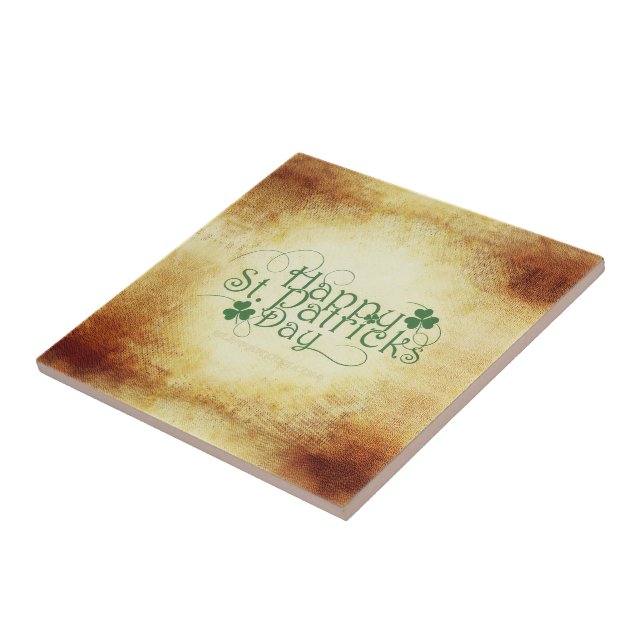 SlipperyJoe's Happy St. Patrick's Day holiday Iris Ceramic Tile (Side)