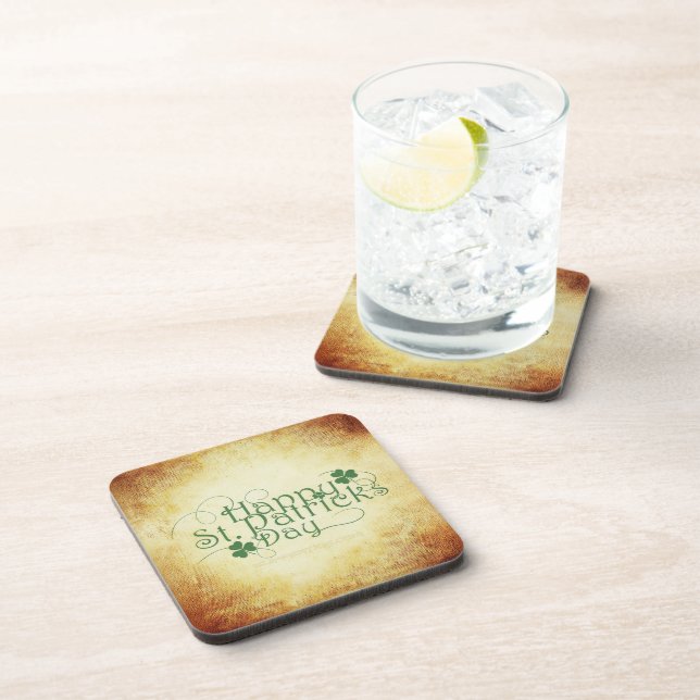 SlipperyJoe's Happy St. Patrick's Day holiday Iris Coaster (Right Side)