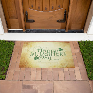 SlipperyJoe's Happy St. Patrick's Day holiday Iris Doormat