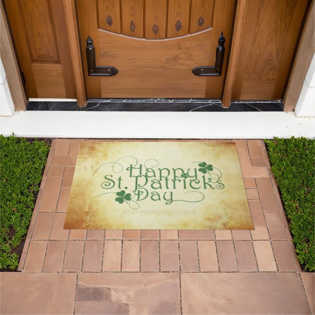 SlipperyJoe's Happy St. Patrick's Day holiday Iris Doormat (Outdoor)