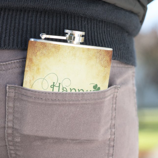 SlipperyJoe's Happy St. Patrick's Day holiday Iris Hip Flask (In Situ)