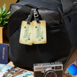 SlipperyJoe's Happy St. Patrick's Day holiday Iris Luggage Tag