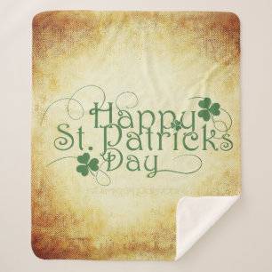 SlipperyJoe's Happy St. Patrick's Day holiday Iris Sherpa Blanket