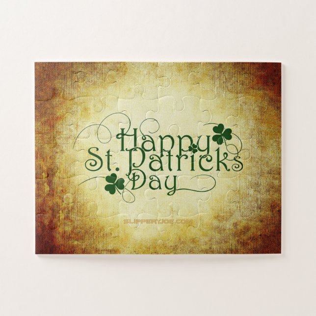 SlipperyJoe's Happy St. Patrick's Day three-leaf c Jigsaw Puzzle (Horizontal)