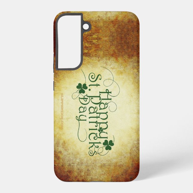 SlipperyJoe's Happy St. Patrick's Day three-leaf c Samsung Galaxy S22+ Case (Back)