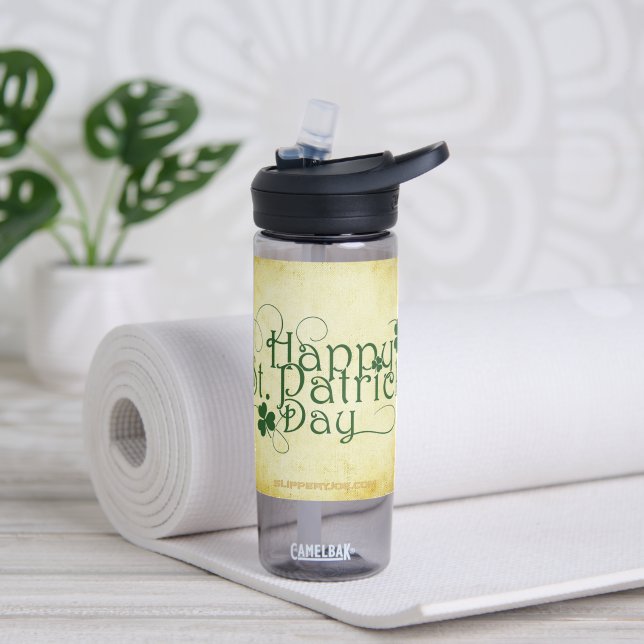 SlipperyJoe's Happy St. Patrick's Day three-leaf c Water Bottle (Yoga)