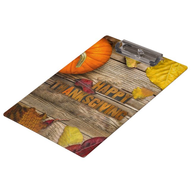 SlipperyJoe's Happy Thanksgiving pumpkin dried lea Clipboard (Angled)