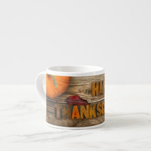 SlipperyJoe's Happy Thanksgiving pumpkin dried lea Espresso Cup