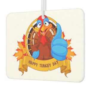 SlipperyJoe's Happy Turkey Day autumn leaves carto Car Air Freshener