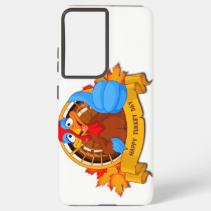 SlipperyJoe's Happy Turkey Day autumn leaves turke Samsung Galaxy Case