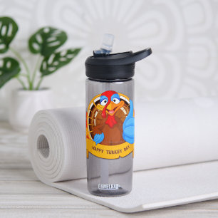 SlipperyJoe's Happy Turkey Day autumn leaves turke Water Bottle