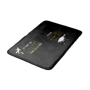 SlipperyJoe's high-contrast physics gag bold arrow Bath Mat