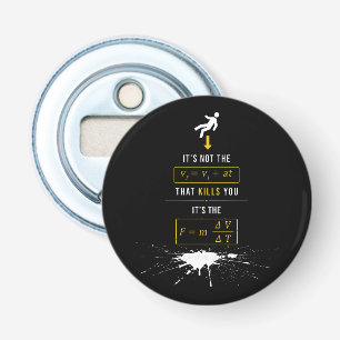 SlipperyJoe's high-contrast physics gag bold arrow Bottle Opener