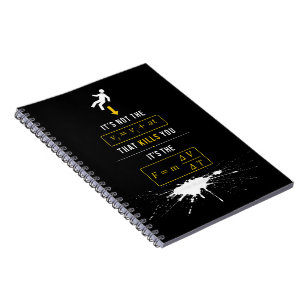 SlipperyJoe's high-contrast physics gag bold arrow Notebook