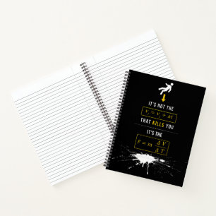 SlipperyJoe's high-contrast physics gag bold arrow Notebook