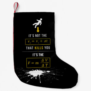 SlipperyJoe's high-contrast physics gag bold arrow Small Christmas Stocking