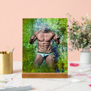 SlipperyJoe's highly muscular adult man shirtless  Acrylic Sign
