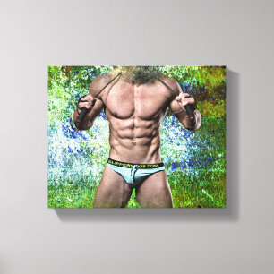 SlipperyJoe's highly muscular adult man shirtless Canvas Print