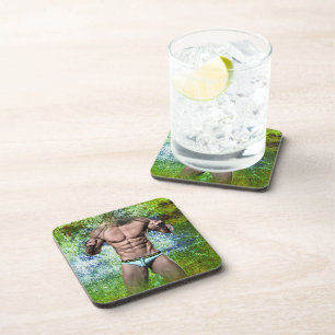SlipperyJoe's highly muscular adult man shirtless Coaster