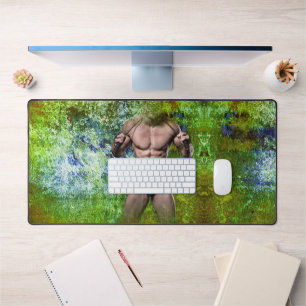 SlipperyJoe's highly muscular adult man shirtless Desk Mat