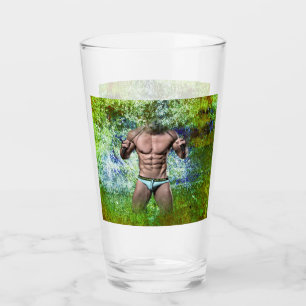 SlipperyJoe's highly muscular adult man shirtless  Glass
