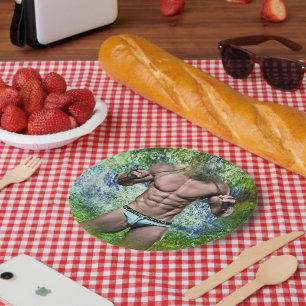 SlipperyJoe's highly muscular adult man shirtless  Paper Plate