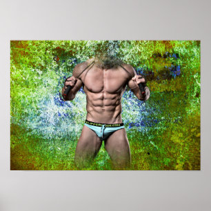 SlipperyJoe's highly muscular adult man shirtless  Poster