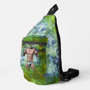 SlipperyJoe's highly muscular adult man shirtless Sling Bag