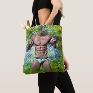 SlipperyJoe's highly muscular adult man shirtless Tote Bag