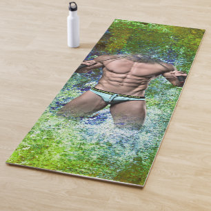 SlipperyJoe's highly muscular adult man shirtless  Yoga Mat