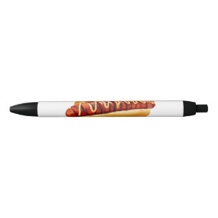 SlipperyJoe's hot dog nestled soft bun vibrant yel Black Ink Pen