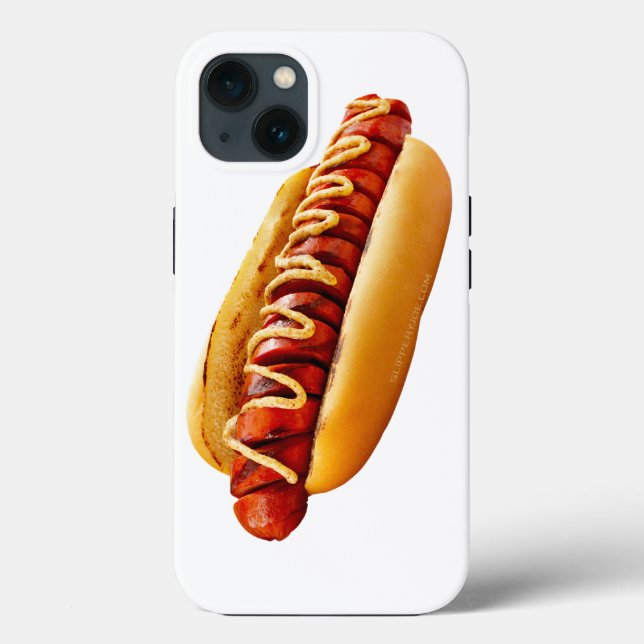 SlipperyJoe's hot dog nestled soft bun vibrant yel Case-Mate iPhone Case (Back)