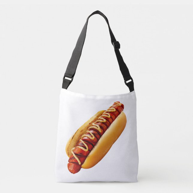 SlipperyJoe's hot dog nestled soft bun vibrant yel Crossbody Bag (Front)