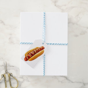 SlipperyJoe's hot dog nestled soft bun vibrant yel Gift Tags