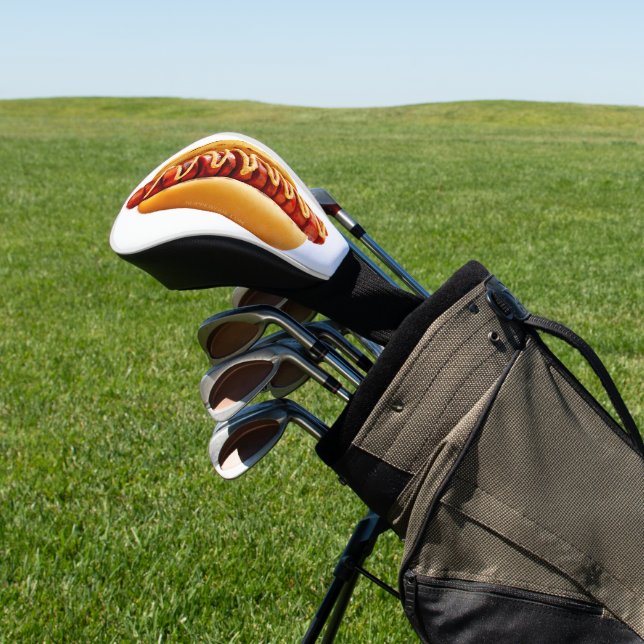 SlipperyJoe's hot dog nestled soft bun vibrant yel Golf Head Cover (In Situ)