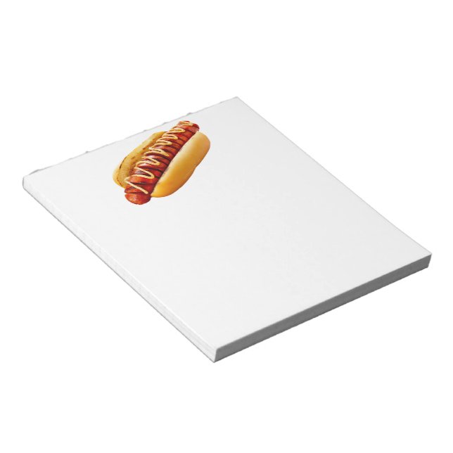 SlipperyJoe's hot dog nestled soft bun vibrant yel Notepad (Angled)