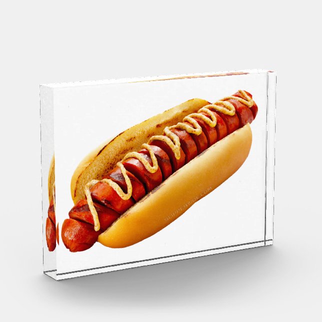 SlipperyJoe's hot dog nestled soft bun vibrant yel Photo Block (Left)