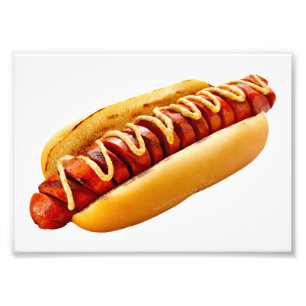 SlipperyJoe's hot dog nestled soft bun vibrant yel Photo Print