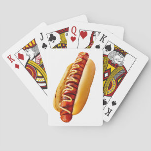 SlipperyJoe's hot dog nestled soft bun vibrant yel Playing Cards