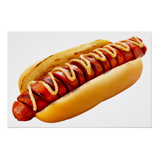 SlipperyJoe's hot dog nestled soft bun vibrant yel Poster (Front)
