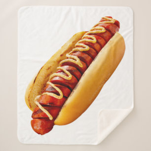 SlipperyJoe's hot dog nestled soft bun vibrant yel Sherpa Blanket